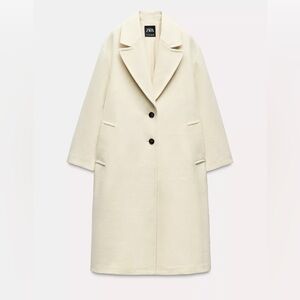 Zara Long Soft Coat with Lining (Ecru)